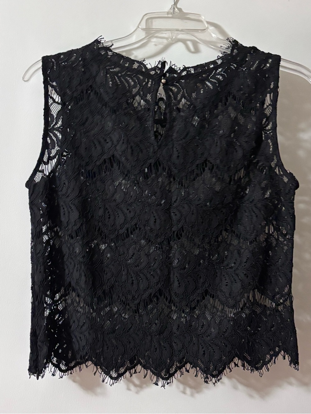 a.moss Black Sheer Floral Lace Sleeveless Top Keyhole Back Size L - Picture 3 of 6
